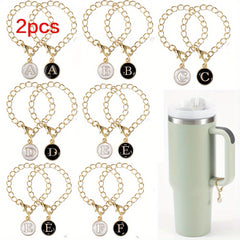 2pcs ID Initial Letter Charm for Water Cup Bottle Handle Decorative Pendant