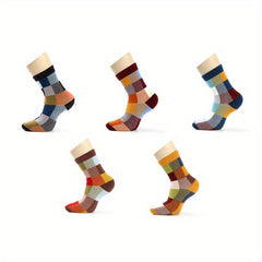 5 Pairs Plaid Crew Socks for Men
