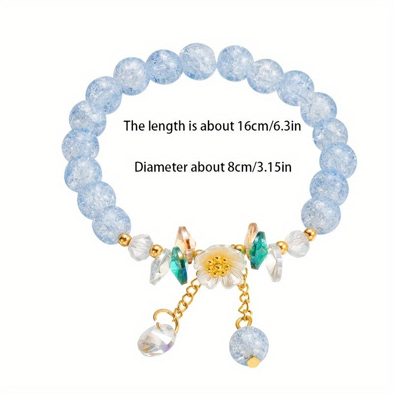 Flower Beaded Charm Bracelet Sweet Jewelry Gift