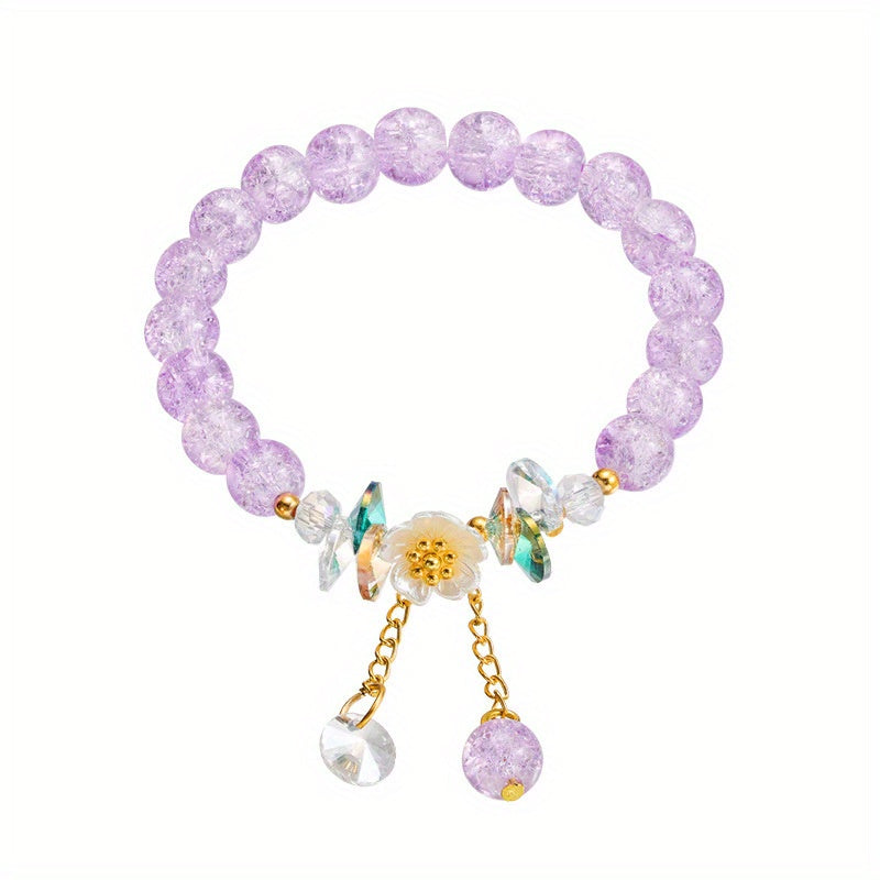 Flower Beaded Charm Bracelet Sweet Jewelry Gift