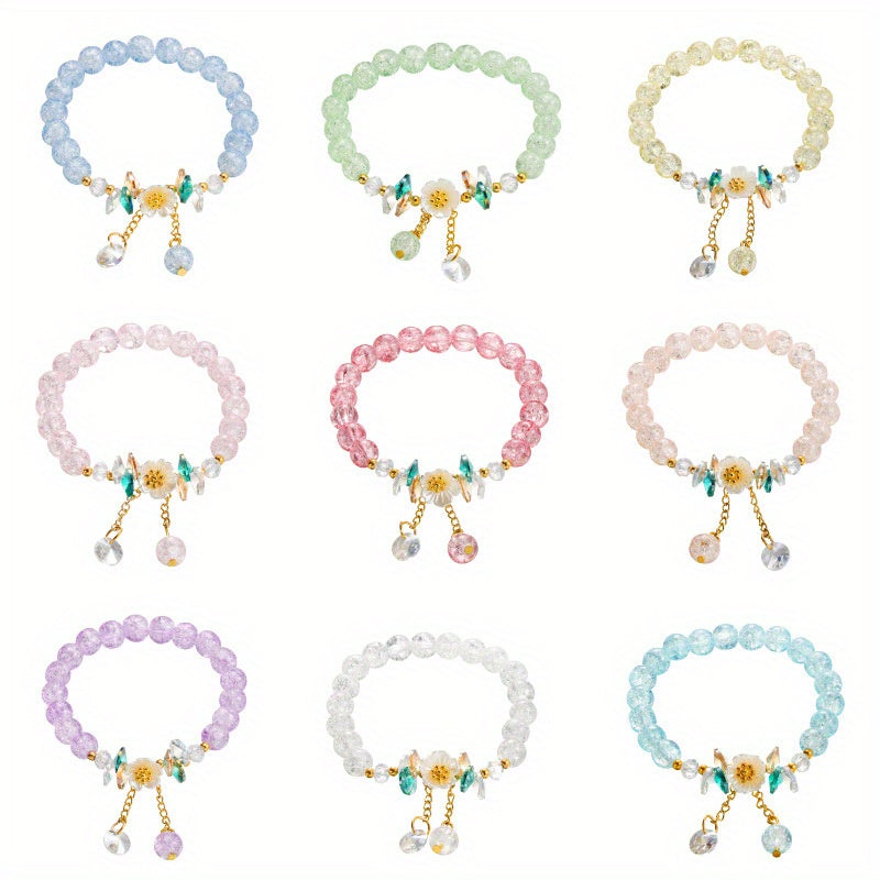 Flower Beaded Charm Bracelet Sweet Jewelry Gift