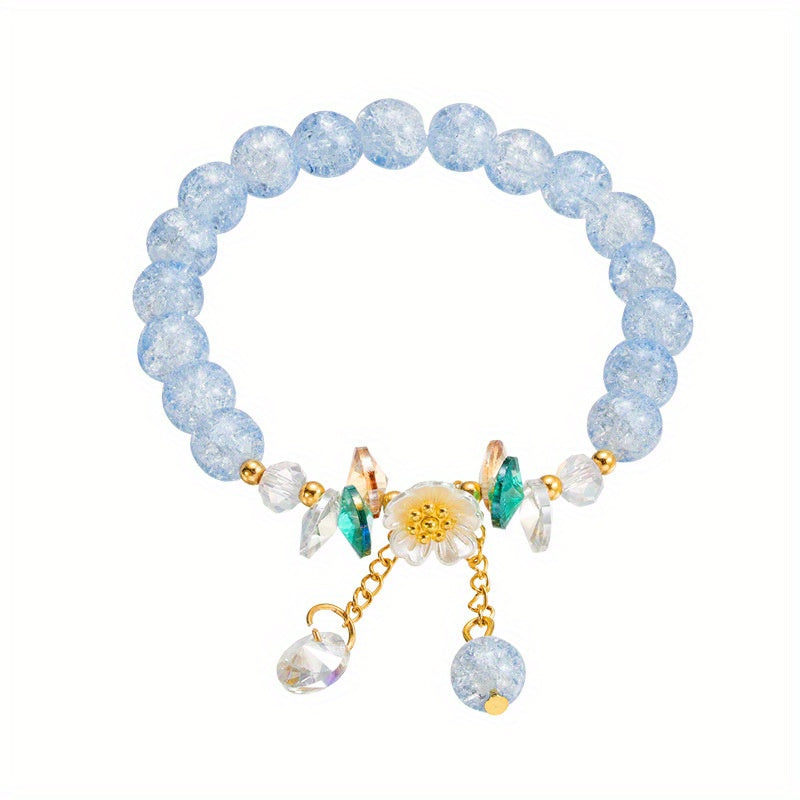 Flower Beaded Charm Bracelet Sweet Jewelry Gift