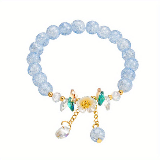 Flower Beaded Charm Bracelet Sweet Jewelry Gift