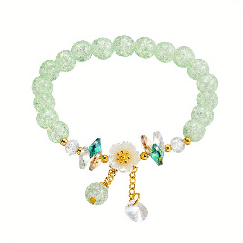 Flower Beaded Charm Bracelet Sweet Jewelry Gift