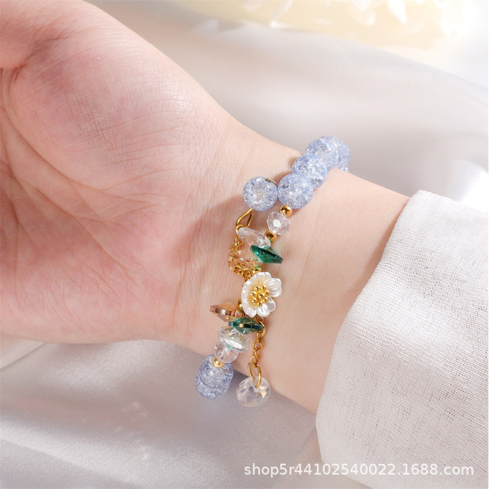 Flower Beaded Charm Bracelet Sweet Jewelry Gift