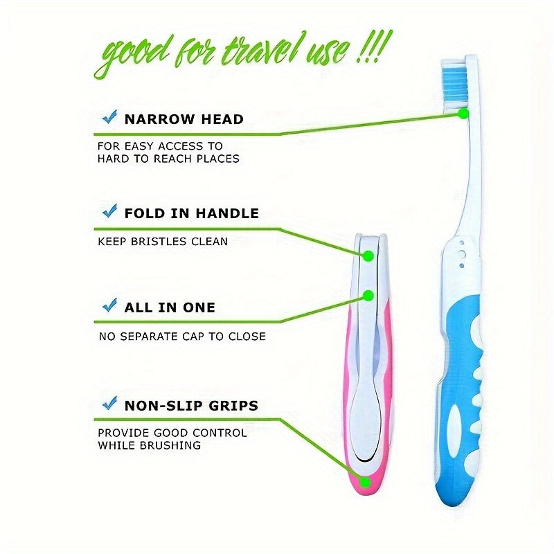 Portable Folding Toothbrush for Travel Soft Bristles Camping Hiking Backpacking