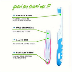 Portable Folding Toothbrush for Travel Soft Bristles Camping Hiking Backpacking
