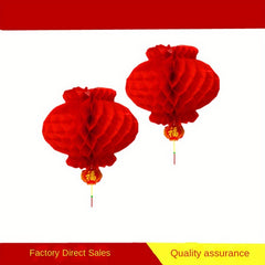 2pcs Year's Paper Lanterns String Honeycomb Shaped Folding Lanterns
