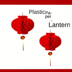 2pcs Year's Paper Lanterns String Honeycomb Shaped Folding Lanterns