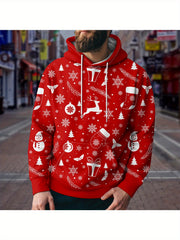 Christmas Element Pattern Hoodie For Men