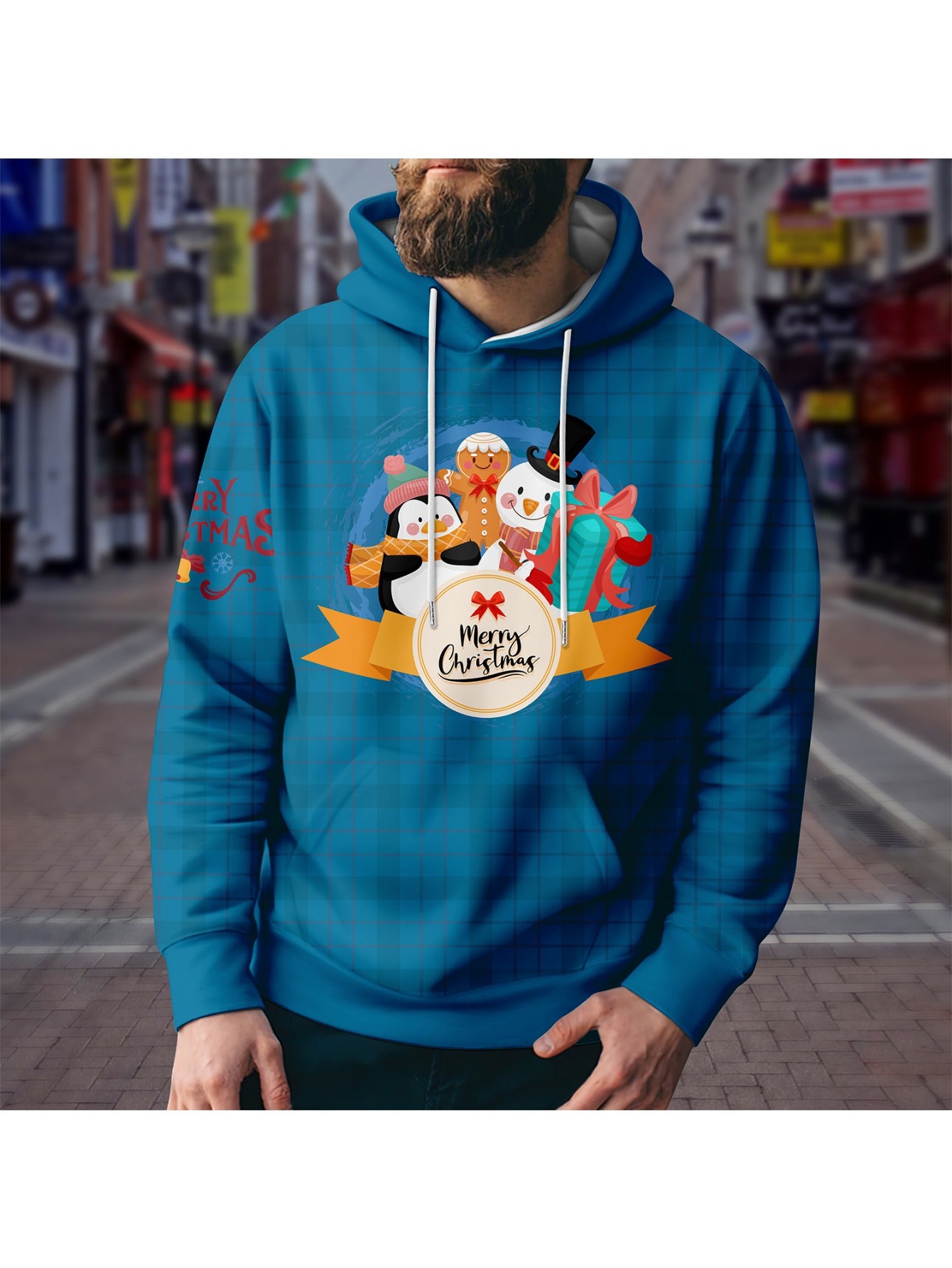 Christmas Element Pattern Hoodie For Men