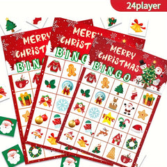 Christmas Bingo Game 24 Players Winter Holiday Bingo Cards Indoor Home