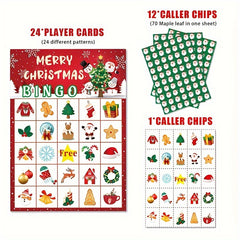 Christmas Bingo Game 24 Players Winter Holiday Bingo Cards Indoor Home