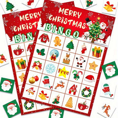Christmas Bingo Game 24 Players Winter Holiday Bingo Cards Indoor Home