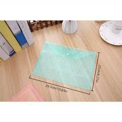 2pcs Button File Bag Transparent A4 Data Bag Stationery File Bag