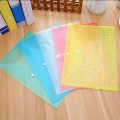 2pcs Button File Bag Transparent A4 Data Bag Stationery File Bag