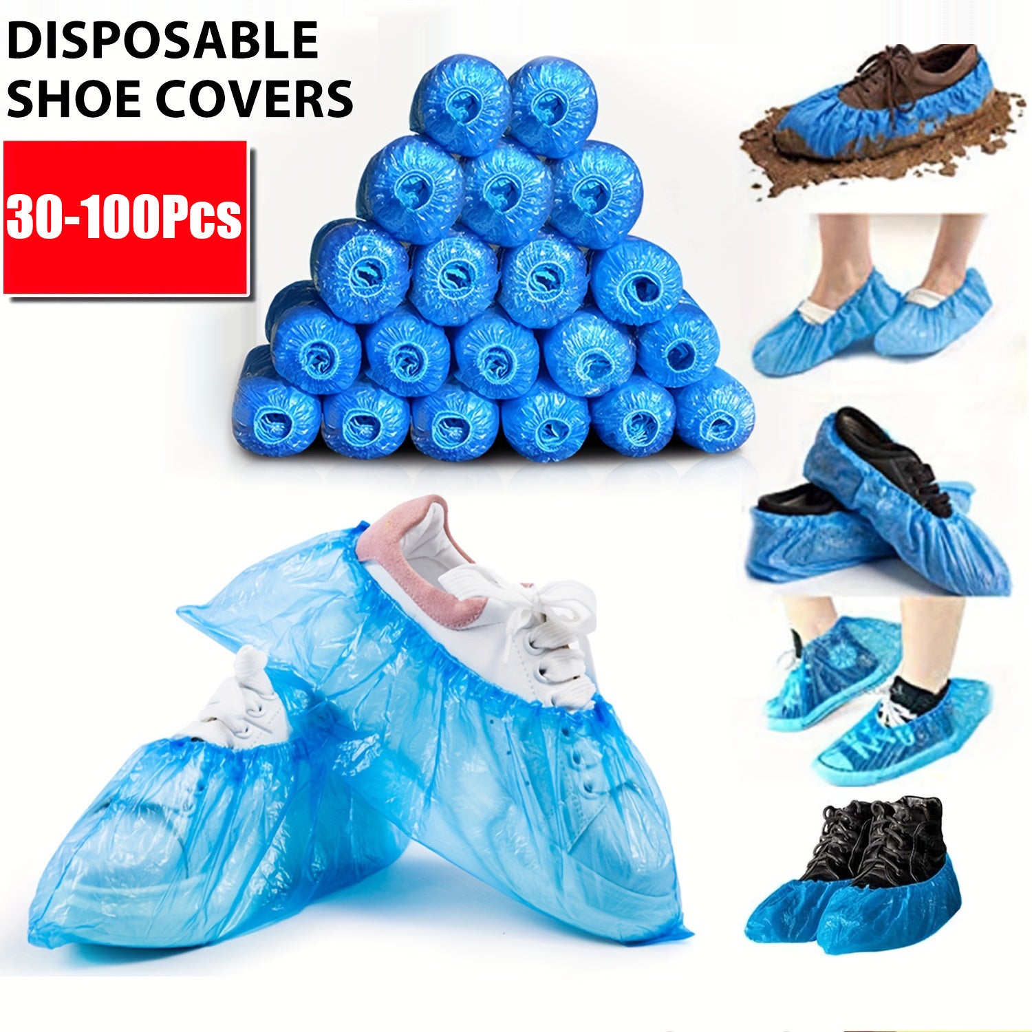 Disposable Waterproof Shoe Covers 30-100pcs