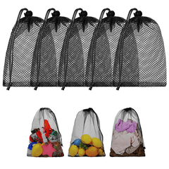 Mesh Stuff Sack Drawstring Laundry Bag for Beach Toys Travel Outdoor Storage
