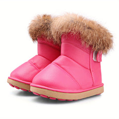 Baby Girls Snow Boots Hook Loop Fastener Warm Fleece Outdoor Hiking Winter