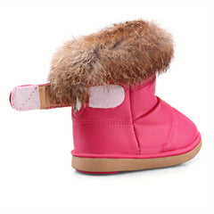 Baby Girls Snow Boots Hook Loop Fastener Warm Fleece Outdoor Hiking Winter