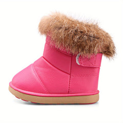 Baby Girls Snow Boots Hook Loop Fastener Warm Fleece Outdoor Hiking Winter