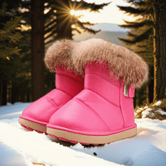 Baby Girls Snow Boots Hook Loop Fastener Warm Fleece Outdoor Hiking Winter