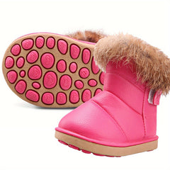 Baby Girls Snow Boots Hook Loop Fastener Warm Fleece Outdoor Hiking Winter