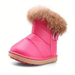 Baby Girls Snow Boots Hook Loop Fastener Warm Fleece Outdoor Hiking Winter