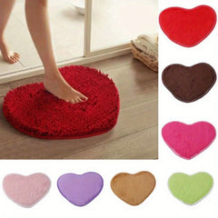 Heart Shape Shaggy Plush Doormat Dirt Resistant Anti slip Area Rug