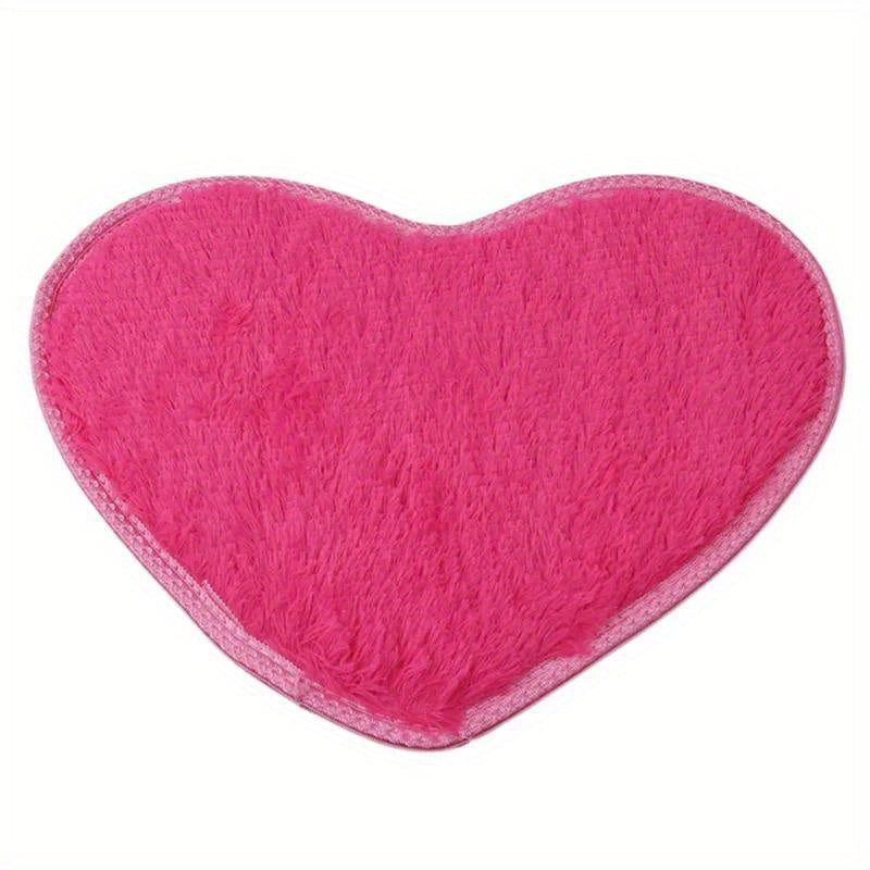 Heart Shape Shaggy Plush Doormat Dirt Resistant Anti slip Area Rug