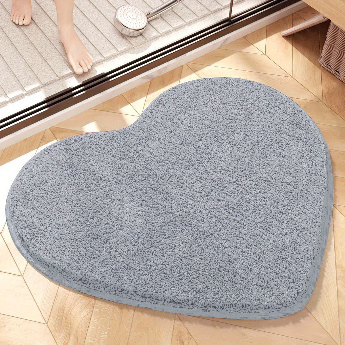 Heart Shape Shaggy Plush Doormat Dirt Resistant Anti slip Area Rug