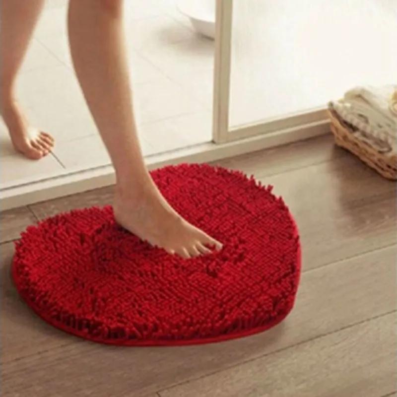 Heart Shape Shaggy Plush Doormat Dirt Resistant Anti slip Area Rug