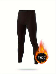 Men's Thermal Solid Stretch Tight Long Compression Pants Activewear