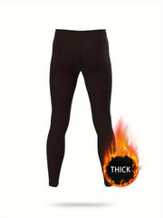 Men's Thermal Solid Stretch Tight Long Compression Pants Activewear
