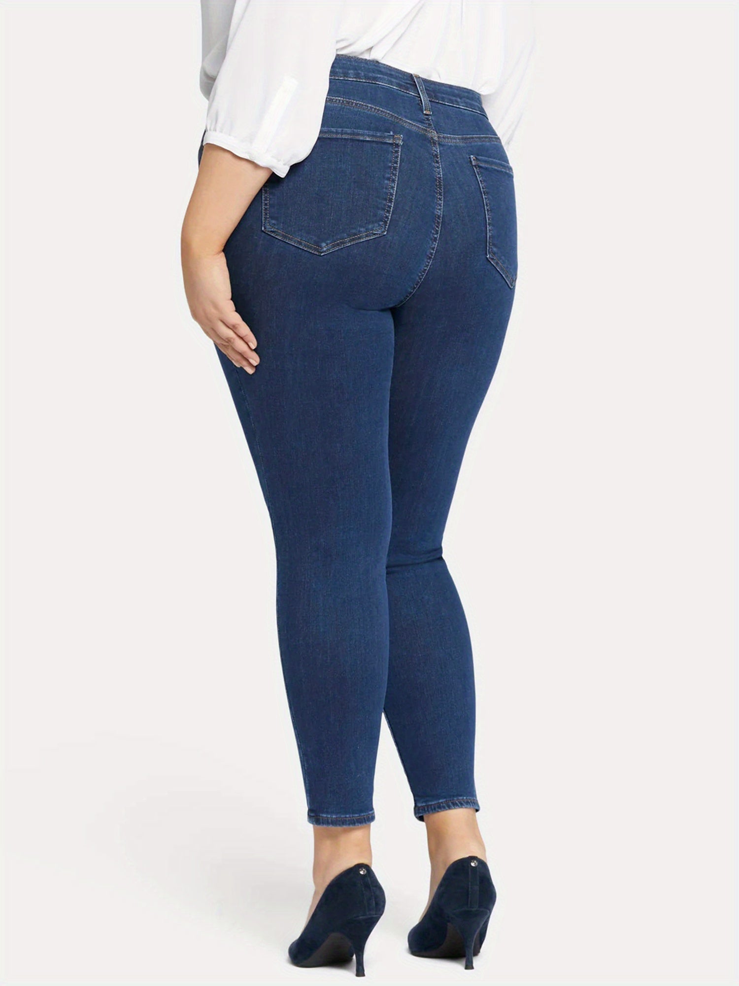 Women's Plus Solid Button Fly High Stretch Skinny Jeans