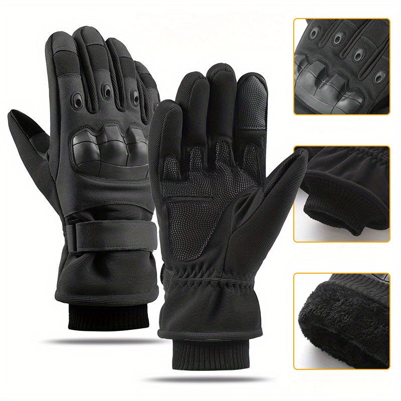 Winter Plush Warm Gloves Men Coldproof Windproof Non-slip