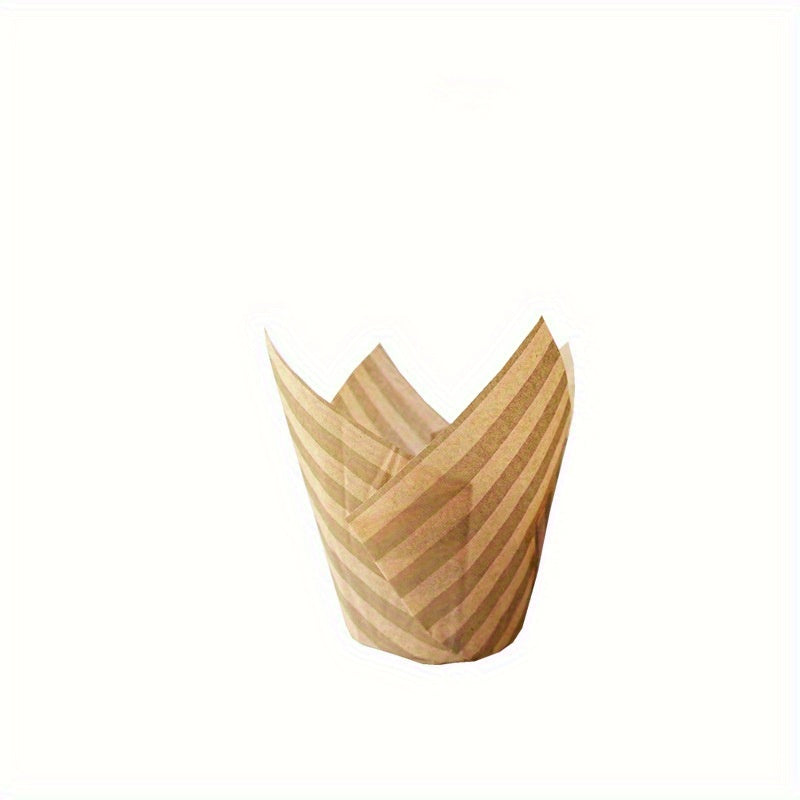50pcs Striped Tulip Cupcake Liners, Baking Tools Kitchen Gadgets