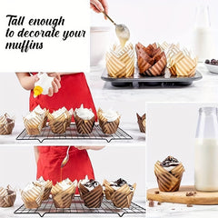 50pcs Striped Tulip Cupcake Liners, Baking Tools Kitchen Gadgets