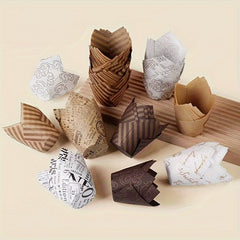50pcs Striped Tulip Cupcake Liners, Baking Tools Kitchen Gadgets