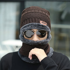 Winter Beanie Hat & Scarf Set Velvet Thickened Warm Knitted Hat
