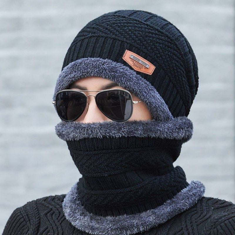 Winter Beanie Hat & Scarf Set Velvet Thickened Warm Knitted Hat