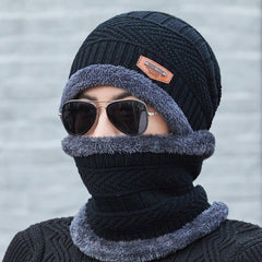 Winter Beanie Hat & Scarf Set Velvet Thickened Warm Knitted Hat