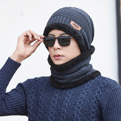 Winter Beanie Hat & Scarf Set Velvet Thickened Warm Knitted Hat