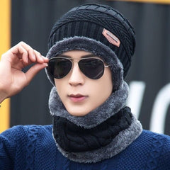 Winter Beanie Hat & Scarf Set Velvet Thickened Warm Knitted Hat