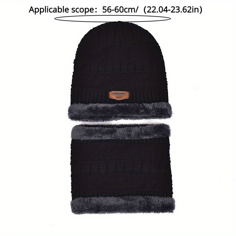 Winter Beanie Hat & Scarf Set Velvet Thickened Warm Knitted Hat