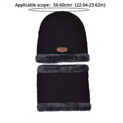 Winter Beanie Hat & Scarf Set Velvet Thickened Warm Knitted Hat