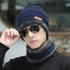 Winter Beanie Hat & Scarf Set Velvet Thickened Warm Knitted Hat