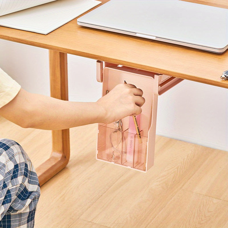 Under Desk Pull Out Wall Hanging Storage Box Office Desktop Stationery Box