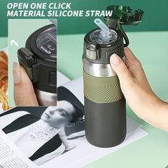 Stainless Steel Thermal Cup With Straw for Camping and Picnic