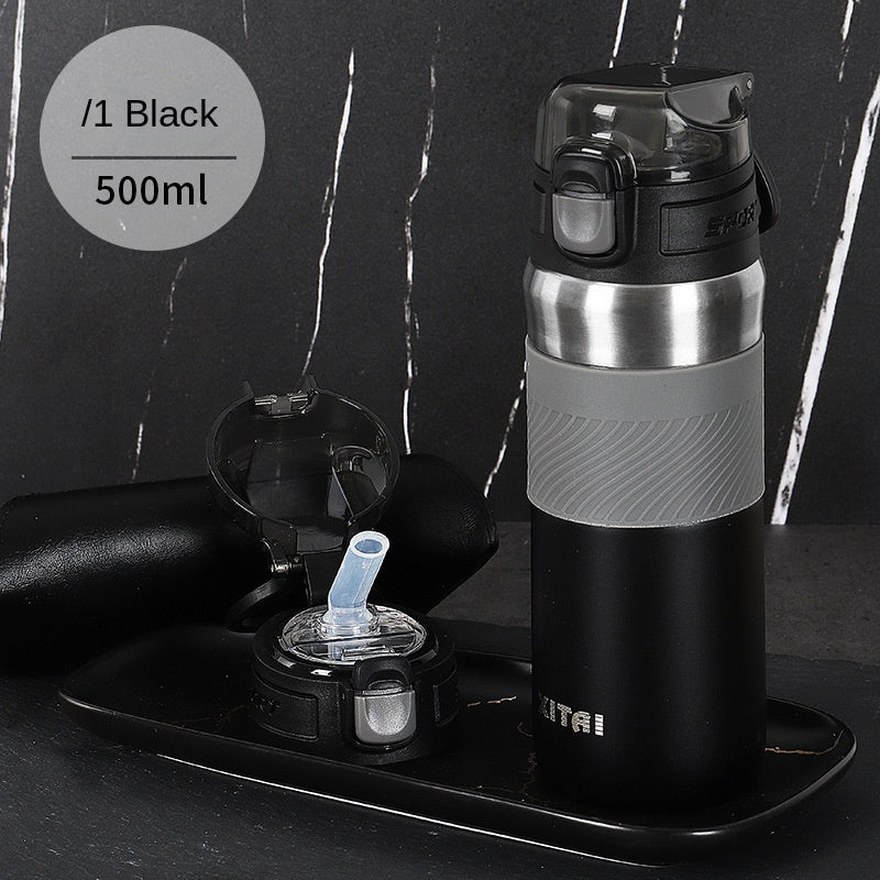 Stainless Steel Thermal Cup With Straw for Camping and Picnic